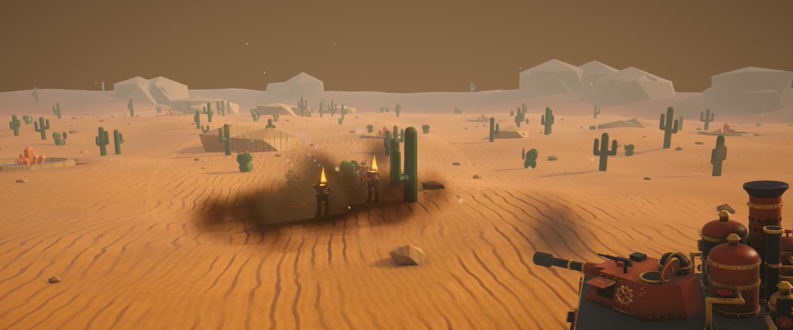 A B-4 tank shell bursting among enemy robots
